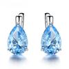 925 Sterling Silver Luxury Nano Gemstone Blue Topaz Clip Earrings For Women  Clip On Earrings Water Drop Fine Jewelry Party Gift