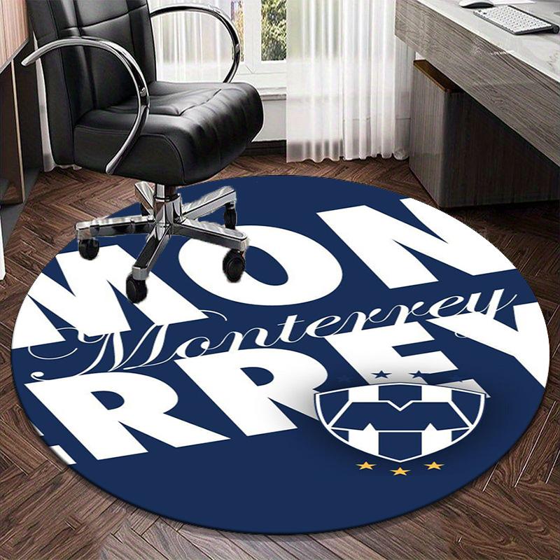 1PC round rug Monter-rey Football Crest Art Printed Round Area Rug ,Rug For Home Office, Round Chair Rug, Decorative Carpet Fan gifts Christmas gift