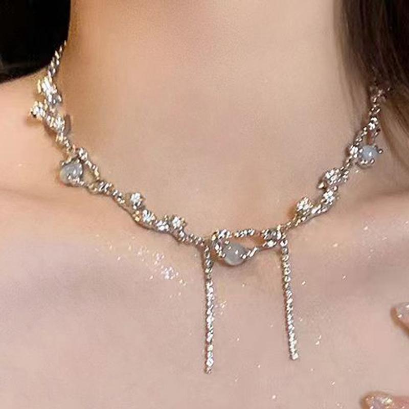 Sweet Irregular Minimalist Temperament Pearl Neck Chain Tassel Choker Necklaces For Women Anniversary Trendy Jewelry Gift
