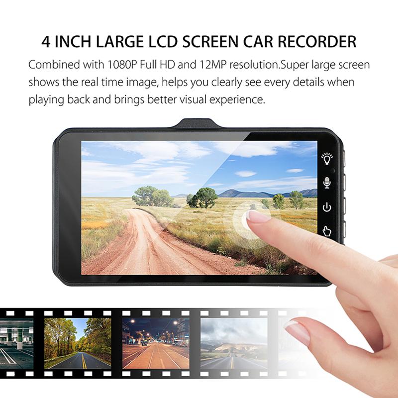 1080P 4-inch Touch Screen Dual Lens Front And Rear Optional Car DVR Dash Cam for Cars Night Vision Video Recorder Black Box