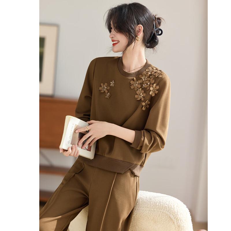 Oudifur Elegant 3D Floral Top Two-Piece Set XL