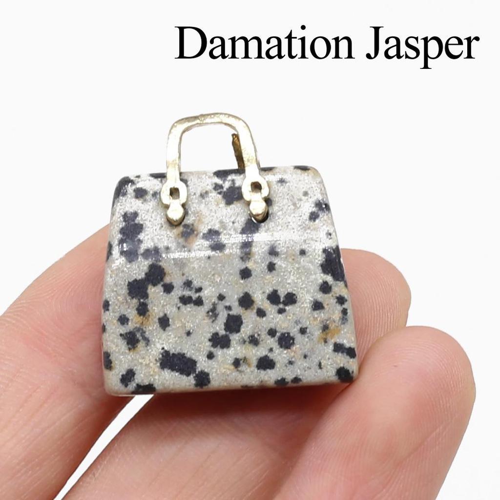 1Pc, Reiki Healing Crystal Carved Handbag Ornament Decoration, Mini Fashion Natural Stone Amethyst Agate Gemstone Home Decor Jewelry Gifts 27×25mm