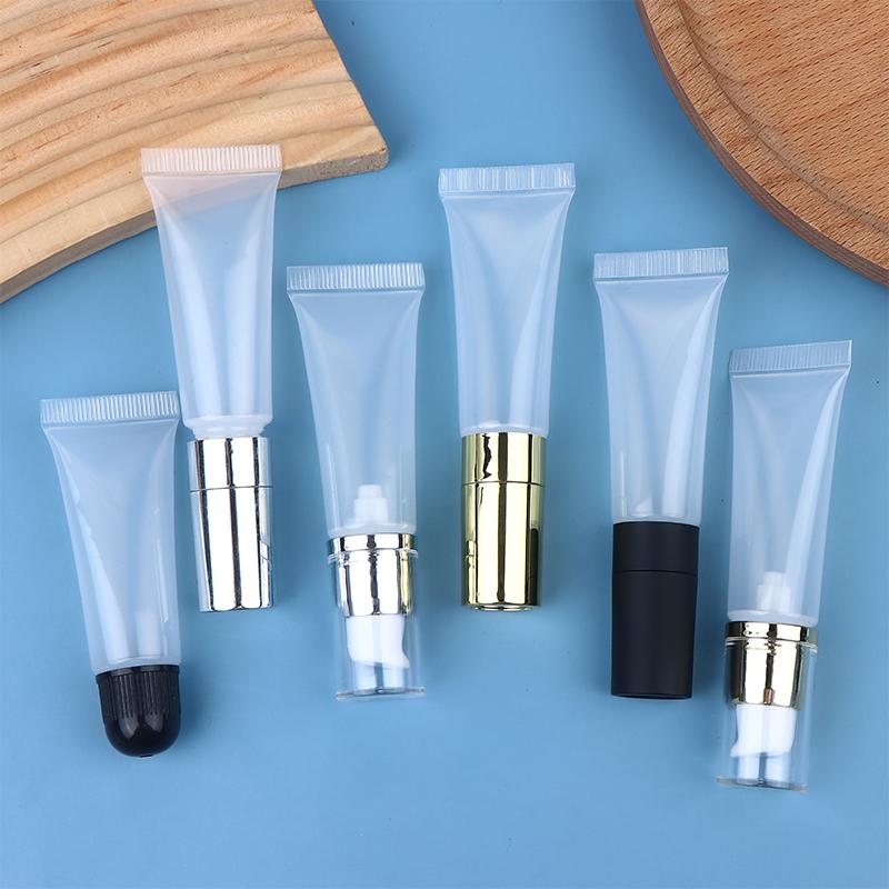 10G Průhledné měkké prázdné tuby na lesk na rty, nádobky na balzám na rty, plnitelné mini stlačovací kosmetické tuby, krém, pleťová voda, cestovní
