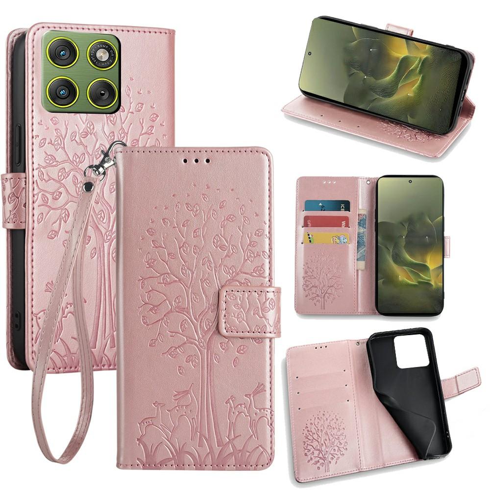 For Motorola Edge 70 5G Case PU Leather Wallet Phone Cover Tree Deer Imprinted