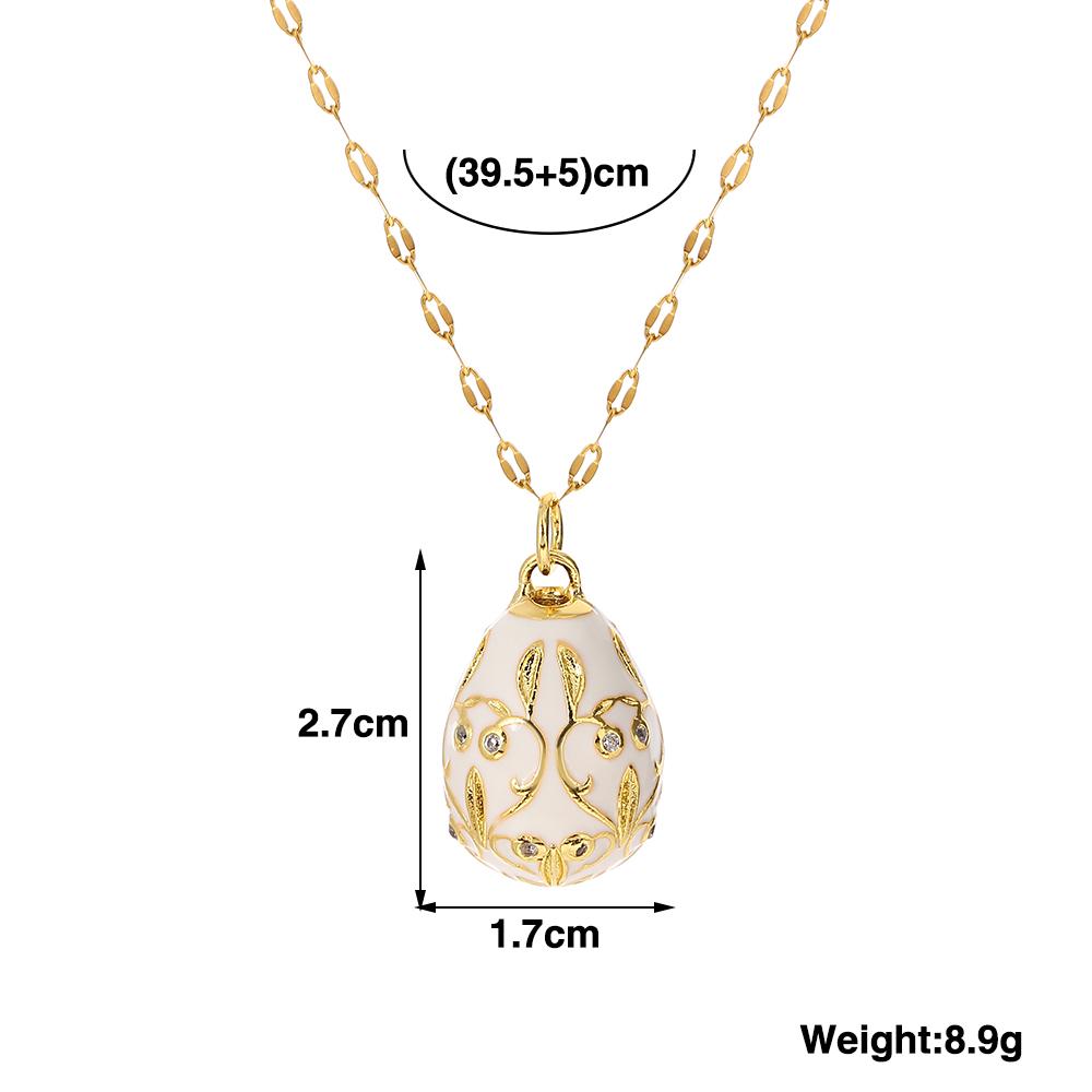 AENSOA Bunte Emaille Ostereier Anhänger Halsketten für Frauen Guilloche Medaillon Ei Strassstein Charm Halskette Gold Farbe Schmuck