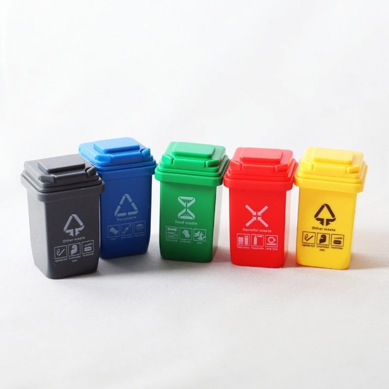 5pc Miniature Trash Bins for Dollhouses Cleaning Props Interior Design Model Furniture Accessories