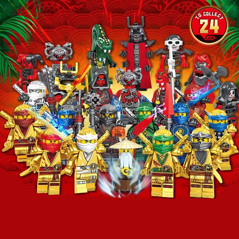 24KS akčních figurek Garmadon Jay Zane Kai Nya Lloyd Samukai Cole Harumi Violet Pyro Snake Morro Mini Stavebnice Hračky pro děti