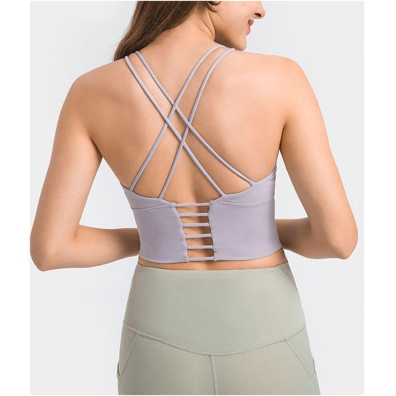 

Europe and America Cross Border Quick-Drying Sexy Beauty Back Bra Sports Intimates Women s Running Fitness Yoga Wear Camisole Bar L Silver wire Gray