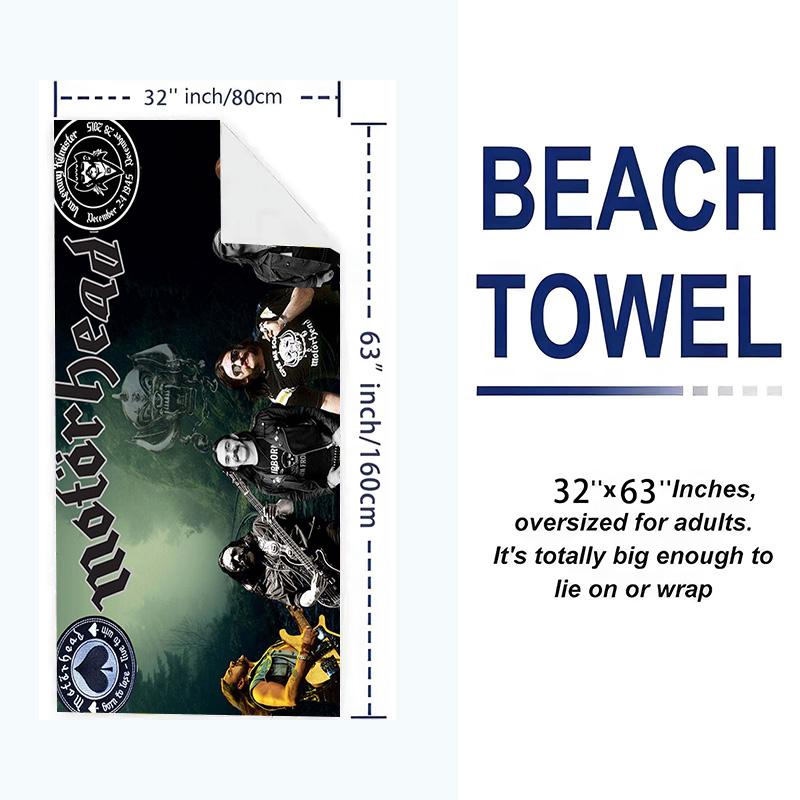 Motörhead Print Beach Towel, Large Soft Quick Dry Towel for Beach Camping Swimming