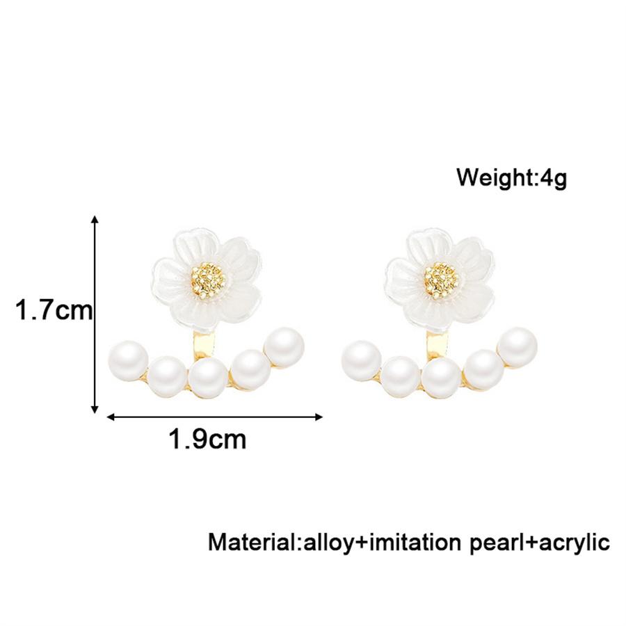Imitație de perlă cu flori albe, cercei cu temperament super zână, bijuterii pentru urechi Brincos în stil coreean