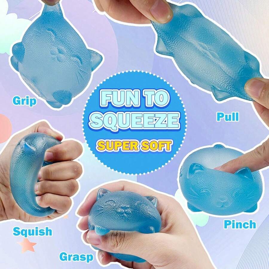 1Pc Random Color Malt Sugar Cute Cat Squishy Ball, Sticky Stress Relief Toy, Slow Rebound Taba Squishy Fidget Toy