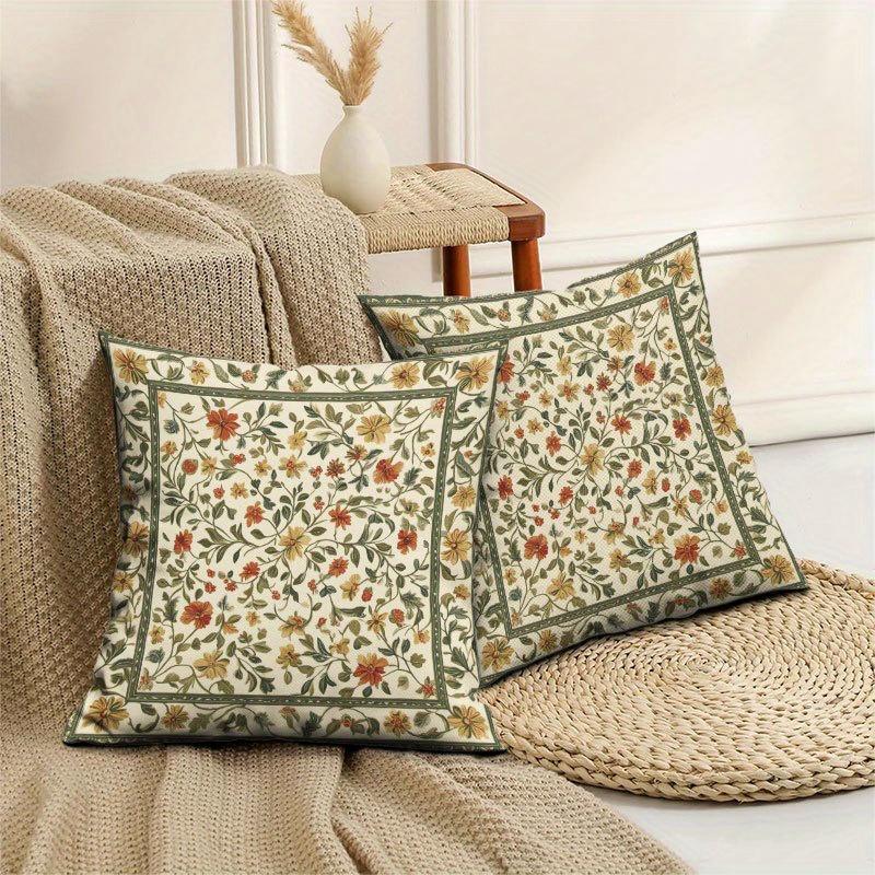 pc Vintage Border Floral Throw Pillow Cover D DoubleSided Print Soft Polyester Cushion Case for Home Sofa Bedroom Car Decor