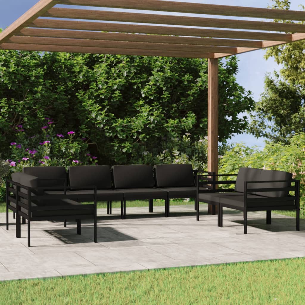 Vidaxl 8-Cz. Garden Furniture Set, Cushions, Aluminium, Anthracite