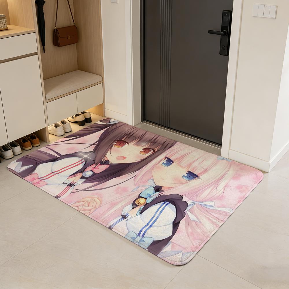 game N-Nekopara Floor Mat Flannel Door Mat Non-Slip Absorbent Washable Indoor Home Rug