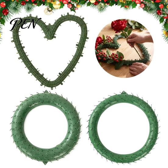 Front Door Wreath Form Plastic Christmas Frame, Floral Making Ring, Circle/Heart Shaped DIY Home Decoration Base for Arrangements, Craft Projects