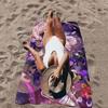N-Nekomata Okayu Cartoon Microfiber Blanket Quick Drying Beach Towels Oversized Printing Super Absorbent Pool Towel Blanket