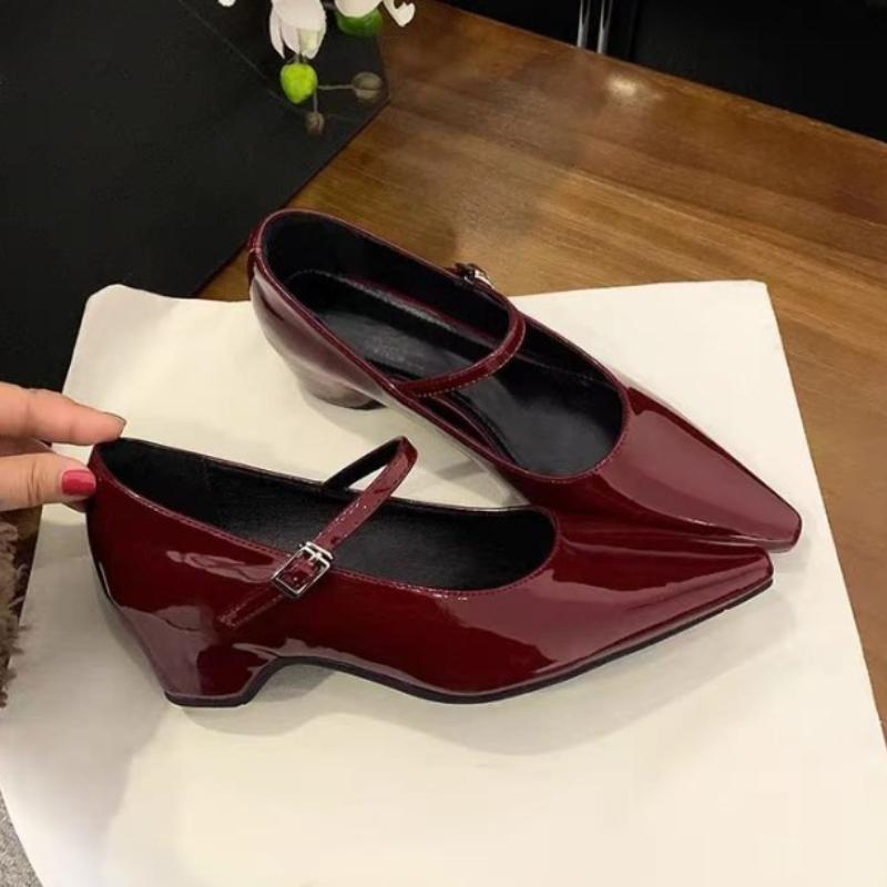 Fashion 2025 New French Mary Jane Shoes Small Leather Shoes Thick Heels Women's Shallow Mouth Single Shoes