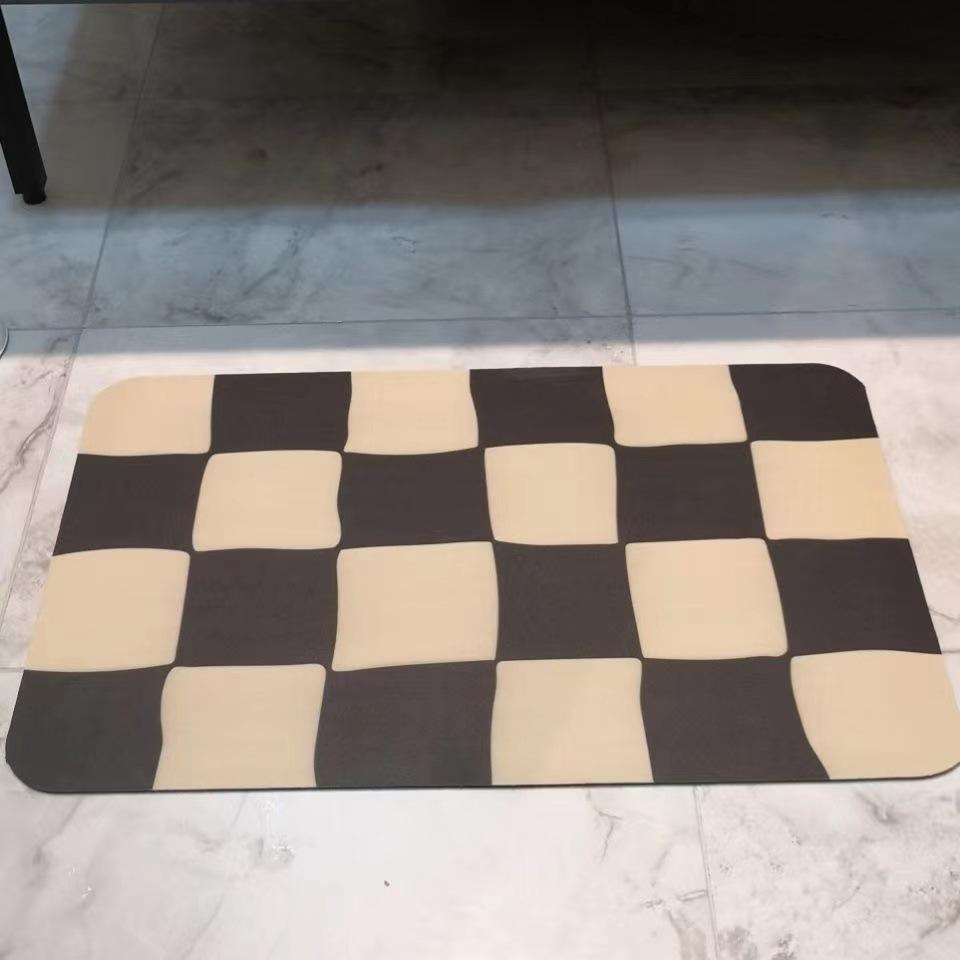 Creative Checkerboard Quick-drying Door Mat Modern Simple Diatom Mud Absorbent Mat Bathroom Toilet Non-slip Rug
