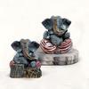 Beautiful Resin Ganesha Grey and Red for Home Decor (Pack of 2, Grey and Red)