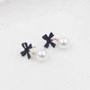 Black Red Bowknot Elegant Hanging Earrings Imitation Pearl Ball Pendants Korean Fashion Sweet Small Earrings Brincos 2025 New