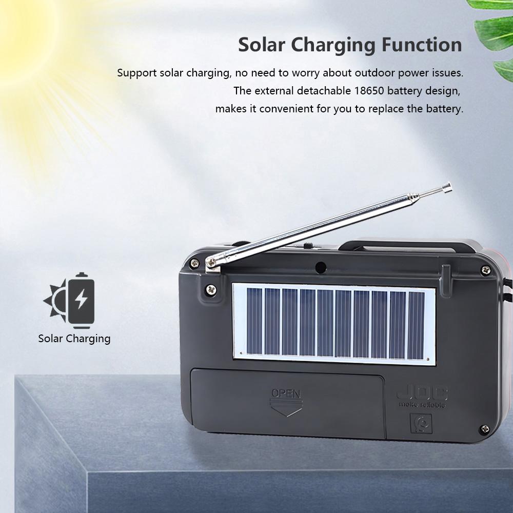 Solar Charging Portable FM Receiver Radio With Bluetooth Wireless Speaker Support USB TF Card MP3 Music Play Radio FM Receiver