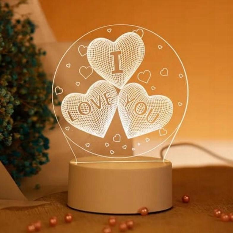 A small gift for Valentine's Day 3D lamp with the inscription I love YOU on USB 3 modes