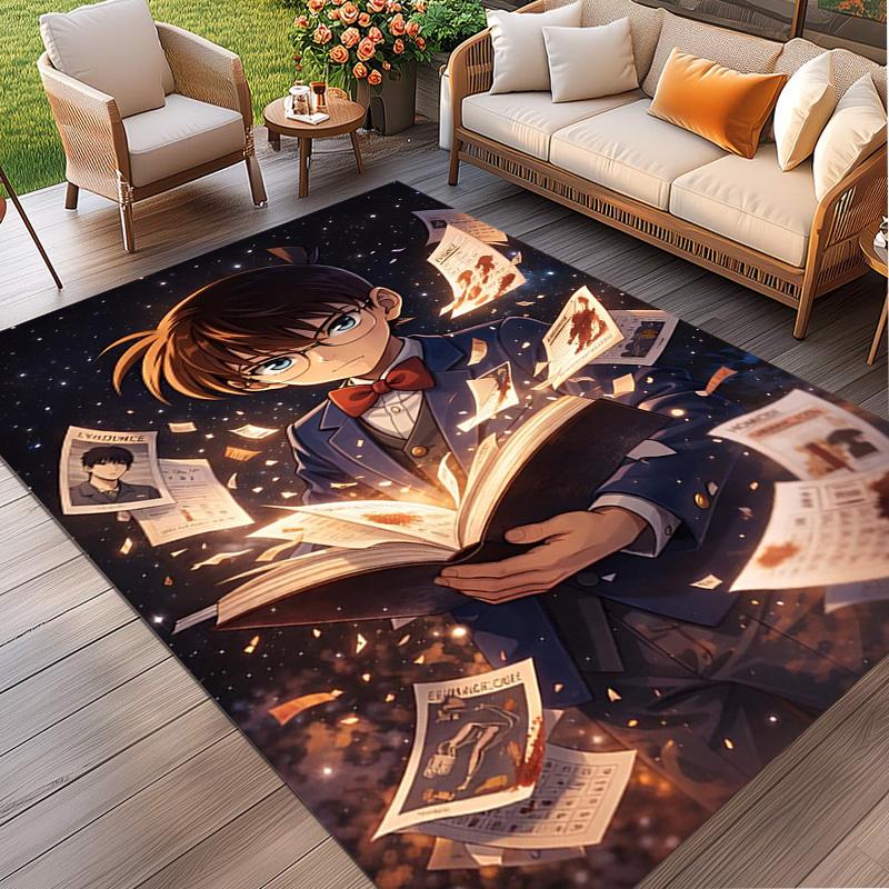 Detective Conan Print Rug, Washable Floor Carpet, For Entryway Dorm Laundry Room Office Study, Home Decor Birthday Christmas Gift
