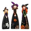 2D Design Halloween Witch Figurine Wooden Material Halloween Witch Ornament  Holiday Decoration