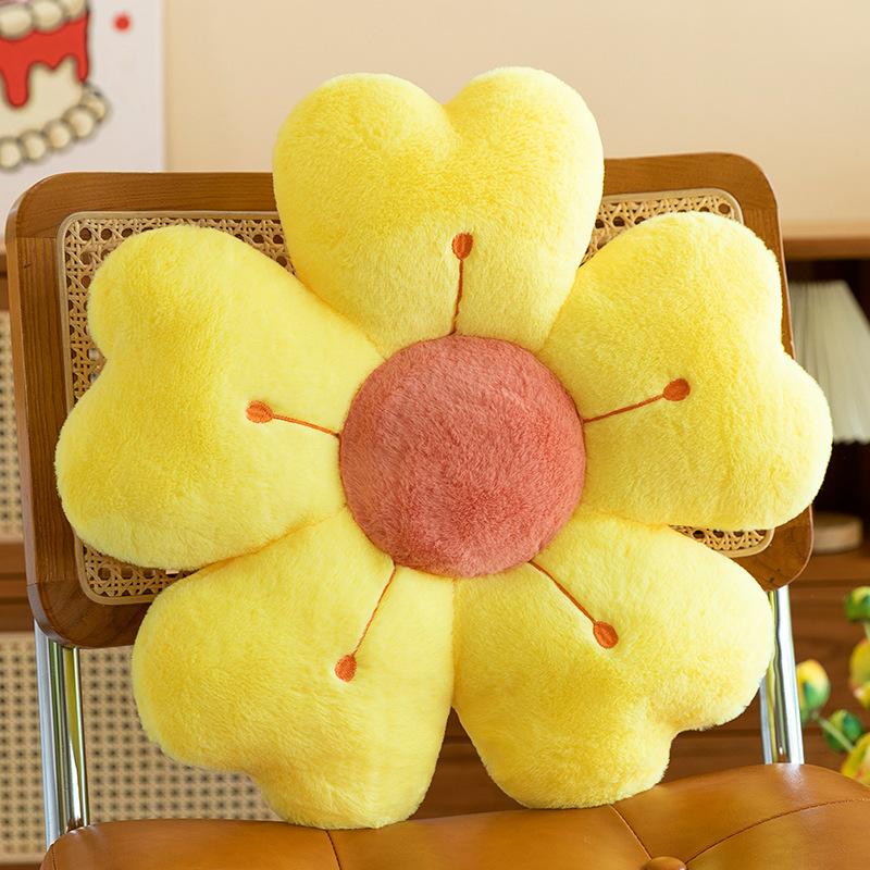 Daisy Flower Shaped Plush Throw Pillow Cushion Comfortable Cute Decorative Pad for Bed Sofa Floor Office Chair Seat Cushion New