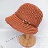 Knitted basin hat spring and summer sunscreen belt decoration wavy edge folding women's retro casual bucket hat fashion