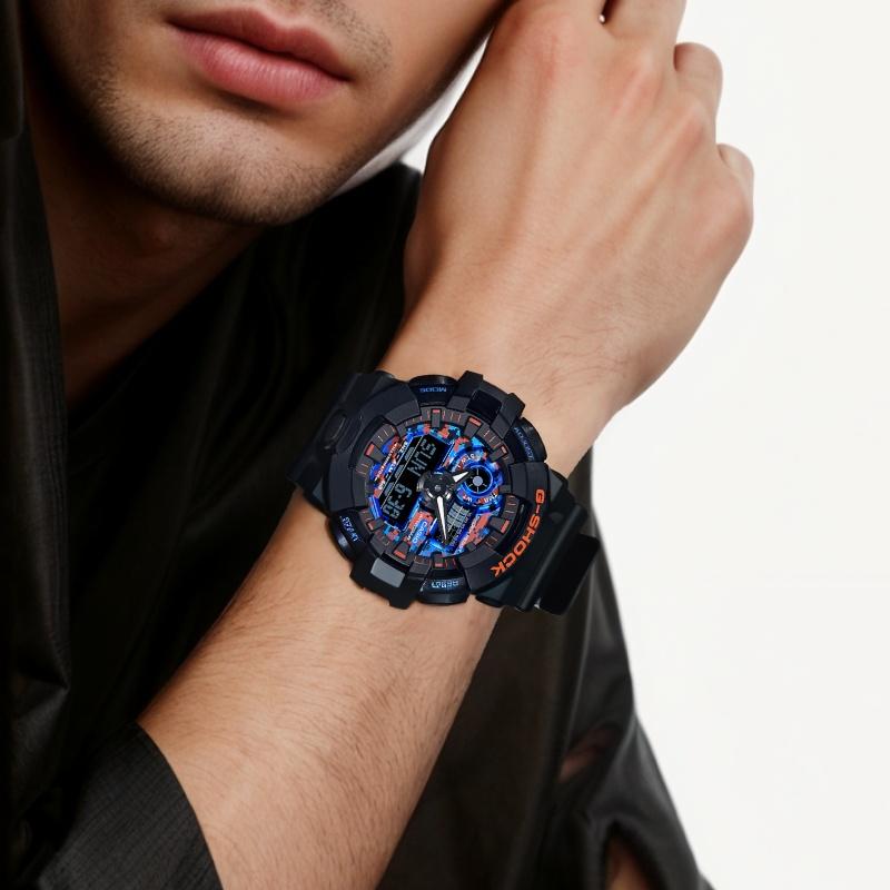 Casio CASIOG-SHOCK City Battle theme series, night battle, neon trendy street camouflage, quartz movement, resin strap, Japanese and GA-700CT-1APR