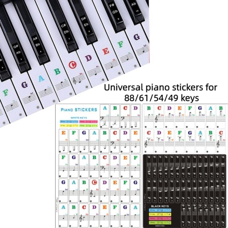 1 Set Beginner Letter Piano Sticker 88/61/54/49 Keys With Removable Colored Note Labels Piano Keyboard Stickers