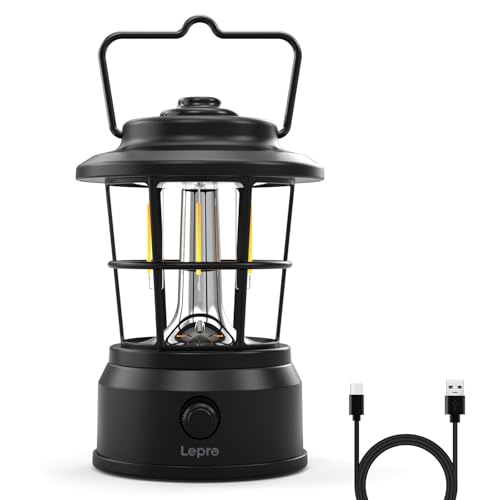 

Lepro Lantern, USB Rechargeable, Retro LED Lantern, Stylish Camping Lantern with Antique Style, Perfect for Solo Camping [High Brightness, Switchable