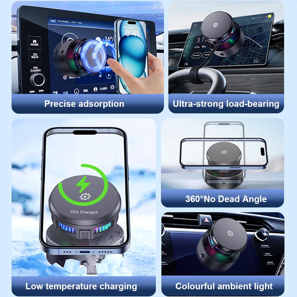 Vacuum Magnetic Suction Cup Mobile Phone Car Holder 3 Levels Adjustable Temperature Drop Rotatable for Car Center Console China Mainland