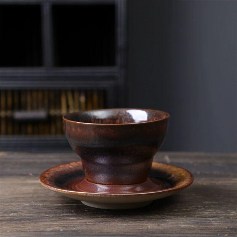 Retro Coffee Cup Creative Hexagonal Cup Light Luxury Coarse Pottery Mug Handmade Cup Nordic Design Cone Cup