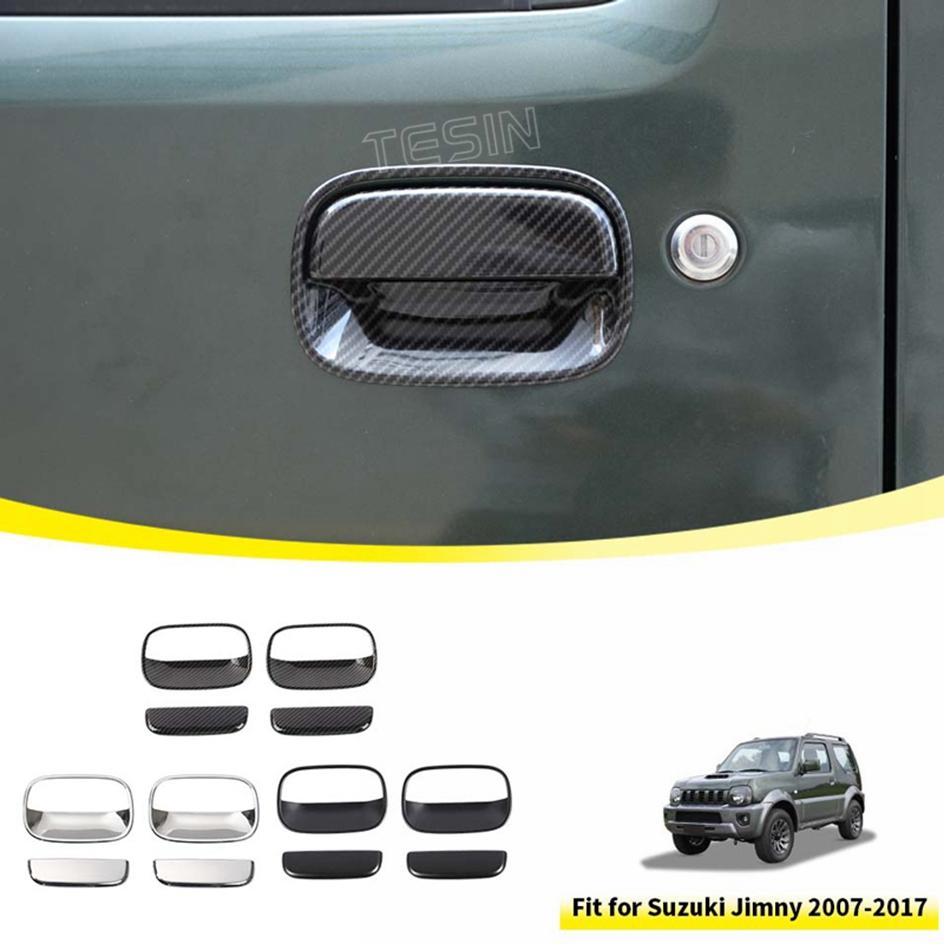 TESIN Car Door Handle Bowl Decoration Cover Stickers for Suzuki Jimny 2007-2012 2013 2014 2015 2016 2017 Exterior Accessories