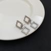 Elegant Zircon-Studded Geometric Square Earrings: Versatile Two-Way Wear