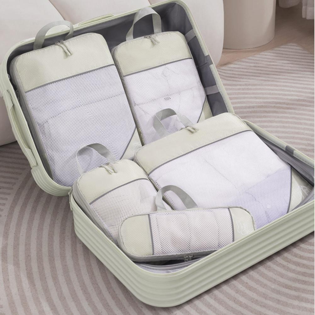 5Pcs Compressible Storage Bag with Handle Travel Organizer Bag Waterproof Lightweight Suitcase Outdoor Hiking Camping Picnic Bag