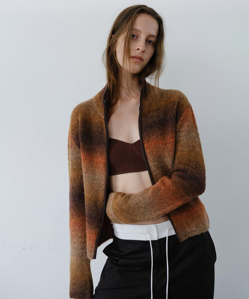 EN OR Gradation Zip-Up Knit - Orange