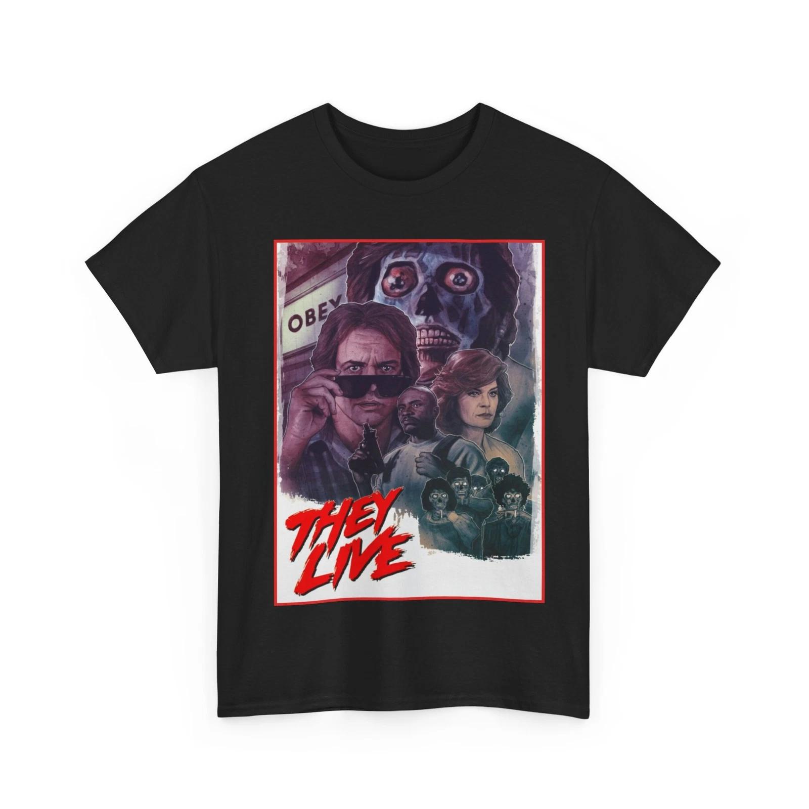 They Live John Carpenter Movie 100% Cotton T-shirt Mens Tees Top Unisex Heavy Cotton Tee L