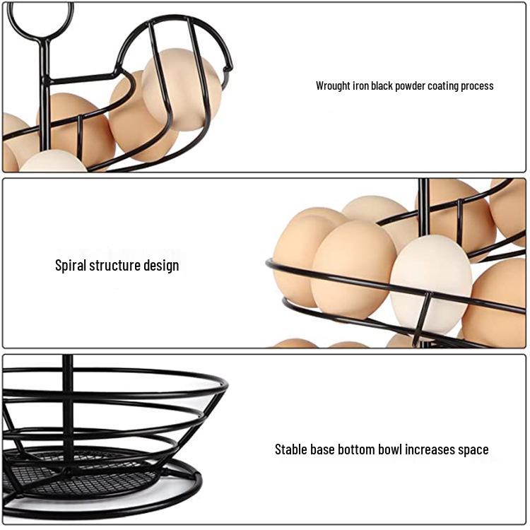 Iron Art Spiral Egg Basket - Creative Large Capacity Storage Rack