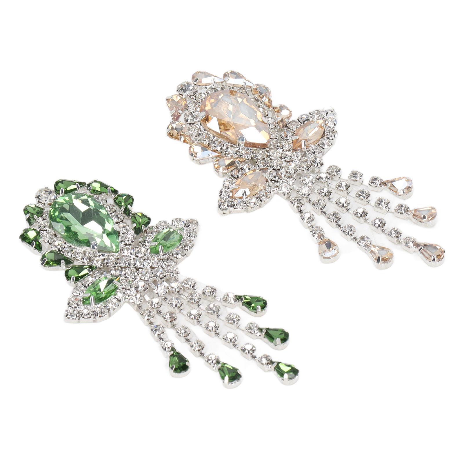 

2 шт. Свадебные броши-букеты, булавки в форме цветка, травянисто-зеленые, с шампанским блеском, с кристаллами и стразами