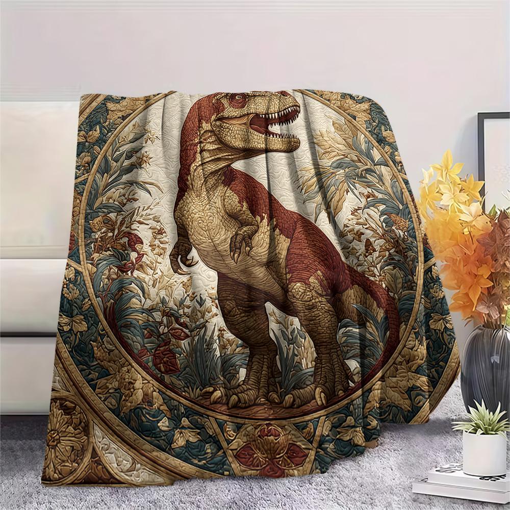 Dinosaur Print Flannel Blanket, High quality Comfortable for All Seasons, Home Decor, Warmth and Comfort, Perfect for Christmas Gifts