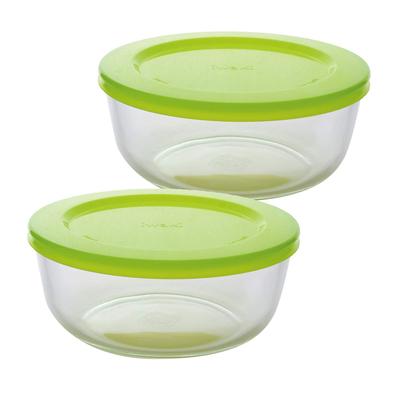 Heat-Resistant Glass Storage Containers, Pack Bowl, Large, Set of 2, 800ml, Colorful, Glass, Microwave and Oven Safe, SK4150-2G