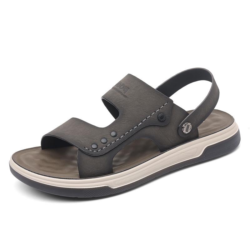 

Модные летние модные легкие кожаные мужские сандалии на платформе для отдыха на пляже, дизайнерские повседневные мужские тапочки без застежек на мягкой подошве 44
