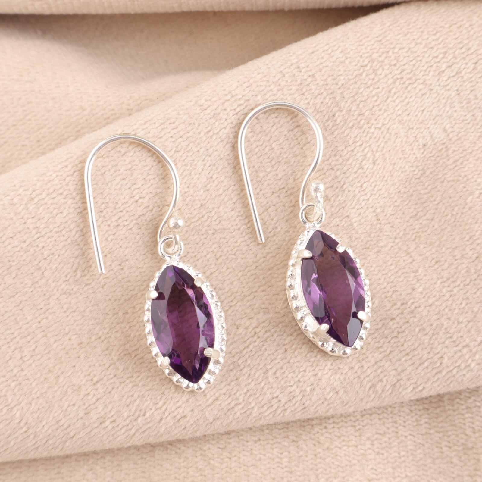 

Натуральный Аметист Драгоценный Камень 925 Стерлинговое Серебро Ювелирные Изделия Ручной Работы Серьги 1,4 EE-169-4