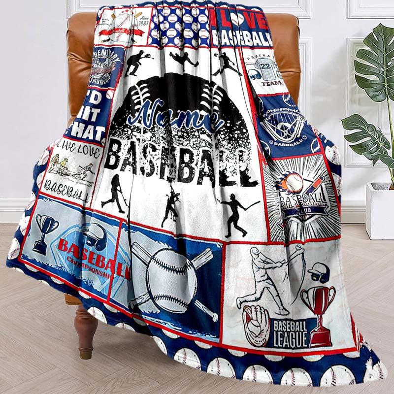Baseball Player Customize Your Name Blanket Warm Comfortable Soft Blanket For Chair Office Sofa Bed Sofa Office Camping Suitable For Gifting Relatives