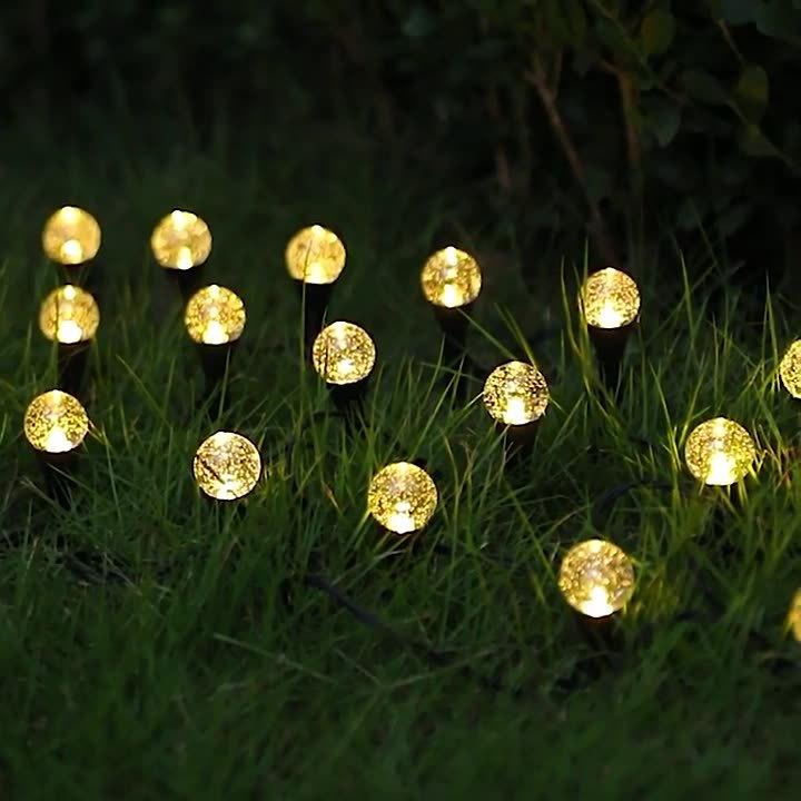 15 LED Solar Bubble Ball Lawn Lights Waterproof Solar Pathway String Light for Outdoor Garden Patios Trail Lighting Decoration