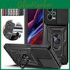X5 Pro For Poco 5g Case Luxury Slide Camera Shockproof Armor Case For Xiaomi Poko Little X5 X 5 Pro X5pro Steel Holder Ring Protect Hard Pc Back Cover