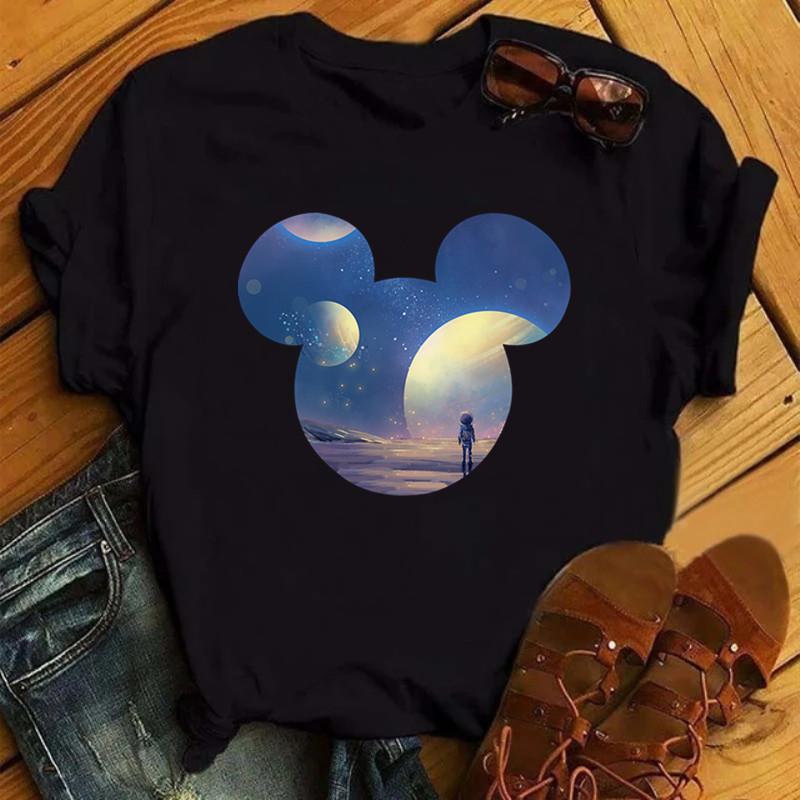 

Хлопковый топ с принтом Минни Маус от Disney, женская футболка с цветочным леопардовым принтом, кавайная футболка, летние топы, черный женский топ в стиле Харадзюку S